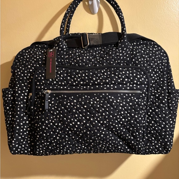 No Boundaries Handbags - Black and White Polka Dot Quilted Bag